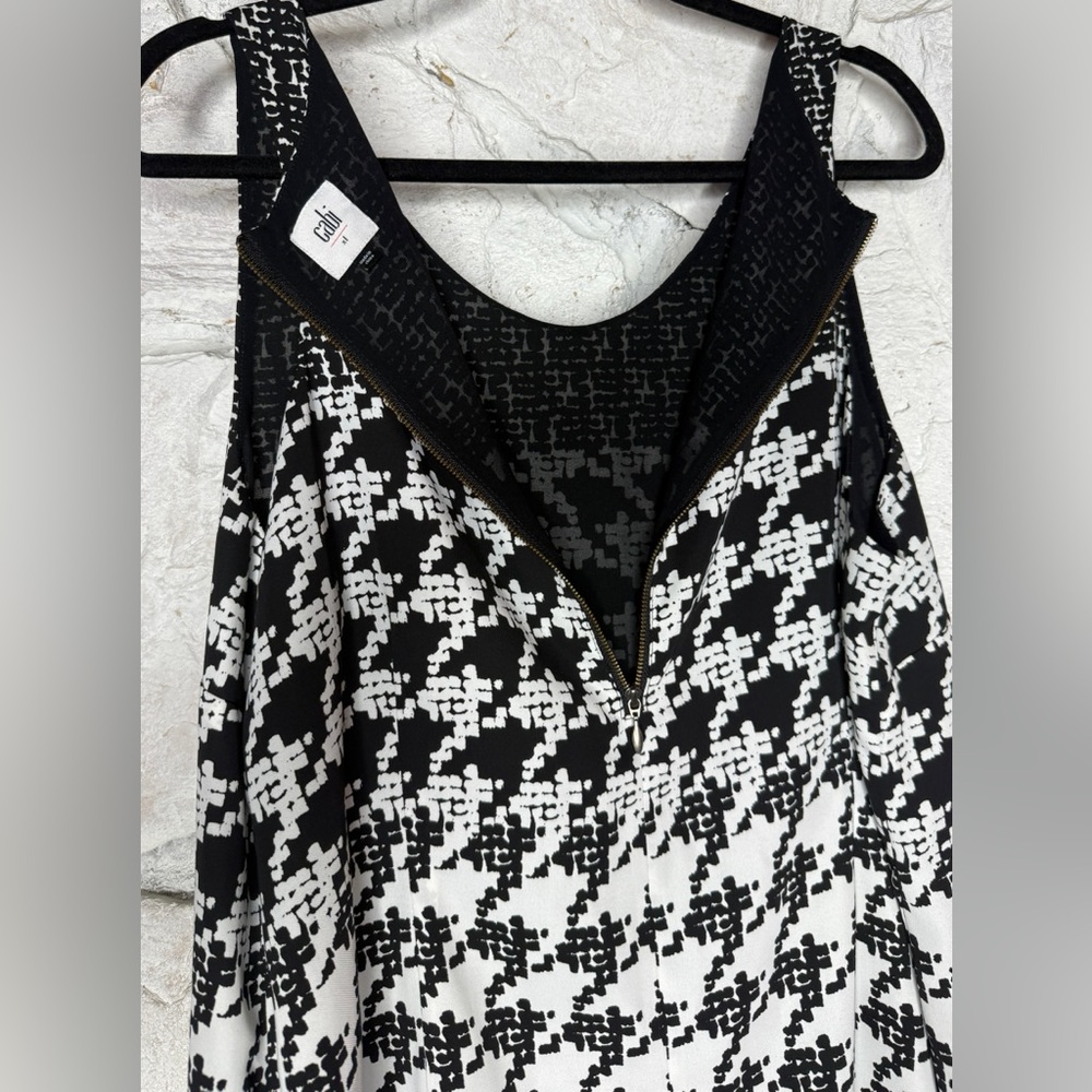 CAbi | Women’s Black & White Houndstooth Sleeveless Lined Tunic Top, Size XL - Picture 7 of 12